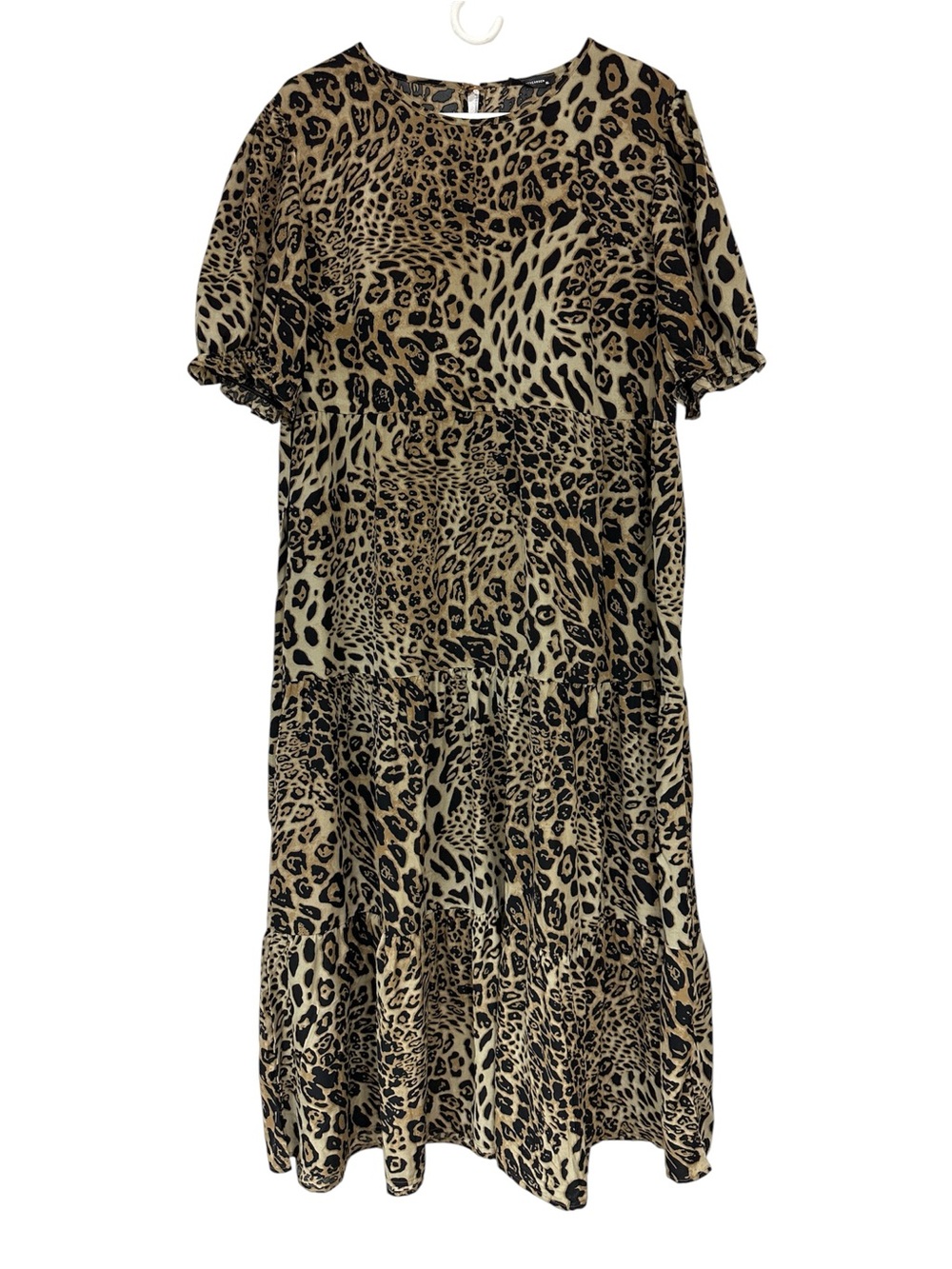 Pretty Garden Leopard Print Tiered Midi Dress